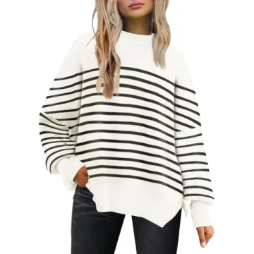 EFAN Women's Oversized Sweaters 2024 Fall Trendy Crewneck Batwing Sleeve Chunky Knit Long Pullover C...