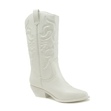 Soda Reno Stylish Cowboy Boots for Women - All-White