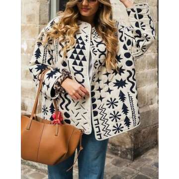 Yimoon Women's Quilted Jacket - Lightweight Floral Print Padded Outwear