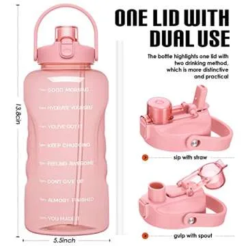 HydroPal 1 Gallon Water Bottles with Straw, 128 oz / 3.8L Water Bottle BPA Free Innovative 2-IN-1 Li...