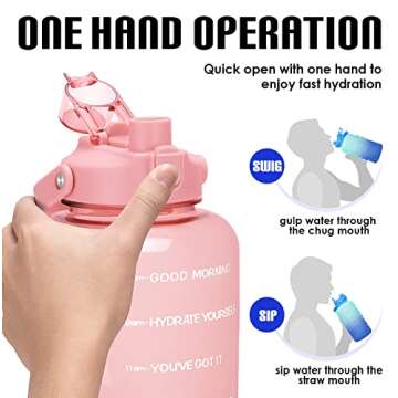 HydroPal 1 Gallon Water Bottles with Straw, 128 oz / 3.8L Water Bottle BPA Free Innovative 2-IN-1 Lid Gym Bottle with Times to Drink Motivational, Large for Sports Fitness Camping Water Jug One Gallon