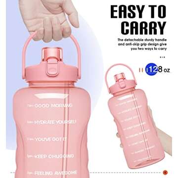 HydroPal 1 Gallon Water Bottles with Straw, 128 oz / 3.8L Water Bottle BPA Free Innovative 2-IN-1 Lid Gym Bottle with Times to Drink Motivational, Large for Sports Fitness Camping Water Jug One Gallon