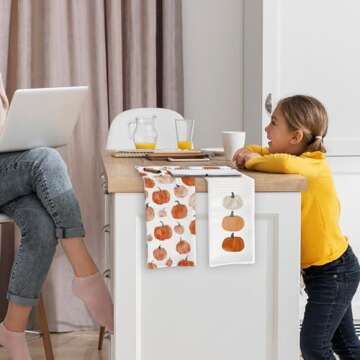 KFXHANGD Fall Pumpkin Kitchen Towels Set of 2 for Home Decor