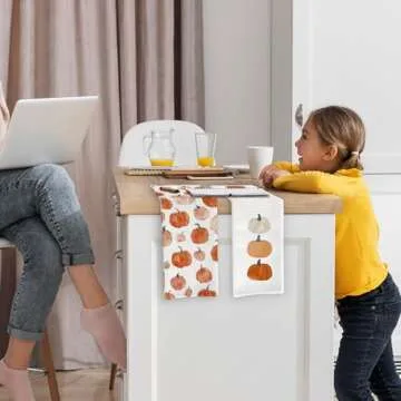 KFXHANGD Fall Pumpkin Kitchen Towels Set of 2 for Home Decor