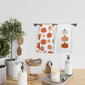 KFXHANGD Fall Pumpkin Kitchen Towels Set of 2 for Home Decor