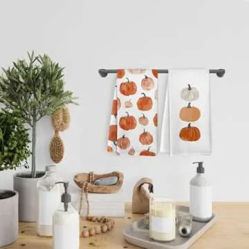 KFXHANGD Fall Pumpkin Kitchen Towels Set of 2 for Home Decor