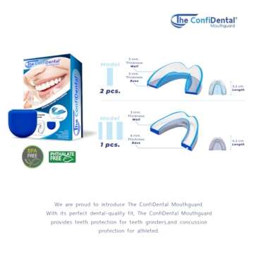 The ConfiDental - Pack of 3 Moldable Mouth Guard for Teeth Grinding Clenching Bruxism, Sport Athletic, Whitening Tray, Including 2 Regular and 1 Heavy Duty Guard (2 (LLL) Regular 1 (II) Heavy Duty)