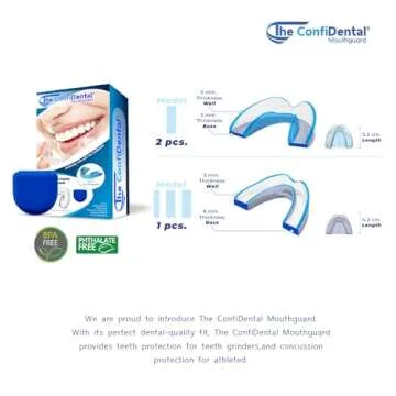 The ConfiDental - Pack of 3 Moldable Mouth Guard for Teeth Grinding Clenching Bruxism, Sport Athletic, Whitening Tray, Including 2 Regular and 1 Heavy Duty Guard (2 (LLL) Regular 1 (II) Heavy Duty)