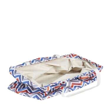 Household Essentials Krush Container All-Purpose Utility Tote, Water-Resistant Vinyl Lining, Chevron