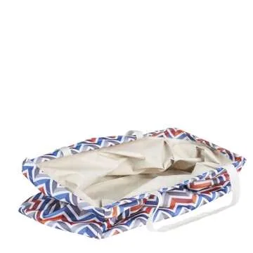 Household Essentials Krush Container All-Purpose Utility Tote, Water-Resistant Vinyl Lining, Chevron