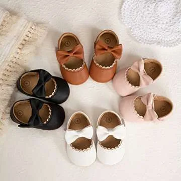 Meckior Infant Baby Girls Bowknot Mary Jane Flats Shoes Toddler Princess Wedding Dress Shoes Newborn...