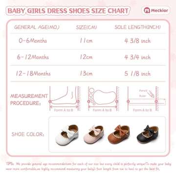 Meckior Infant Baby Girls Bowknot Mary Jane Flats Shoes Toddler Princess Wedding Dress Shoes Newborn Soft Rubber Sole Crib Sneaker Shoes