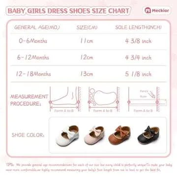 Meckior Infant Baby Girls Bowknot Mary Jane Flats Shoes Toddler Princess Wedding Dress Shoes Newborn Soft Rubber Sole Crib Sneaker Shoes