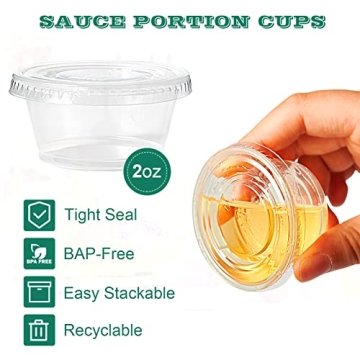 2 oz Disposable Plastic Cups with Lids for Sauces