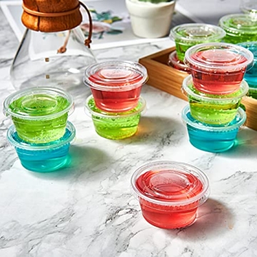 2 oz Disposable Plastic Cups with Lids for Sauces