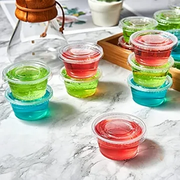 2 oz Disposable Plastic Cups with Lids for Sauces