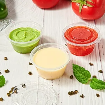 2 oz Disposable Plastic Cups with Lids for Sauces