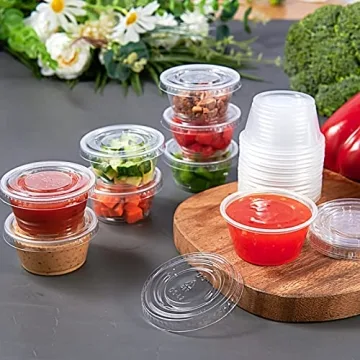 2 oz Disposable Plastic Cups with Lids for Sauces