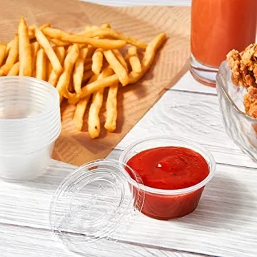 2 oz Disposable Plastic Cups with Lids for Sauces