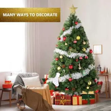 Homdox 6ft Pre-lit Christmas Tree with 300 Warm Lights