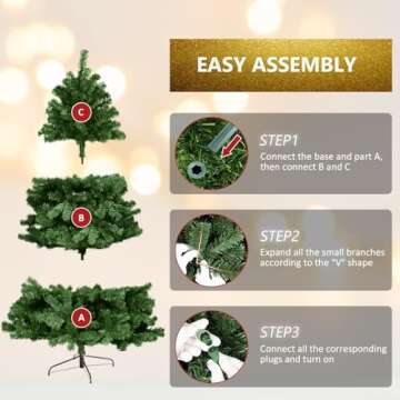 Homdox 6ft Pre-lit Christmas Tree with 300 Warm Lights