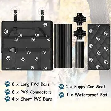 HIPPIH Small Dog Car Seat, Upgraded Sturdy Pet Car Seat for Medium Dogs with Whole PVC Bars Frame, Dog Booster Seats for Vehicles with Anti-Skid Mat, Puppy Car Seat for Pets Under 11 lb