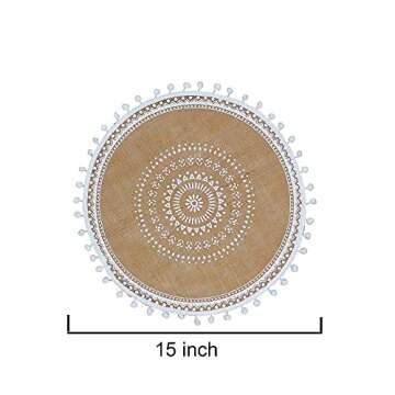 CAPASIN Placemats, Dining Winter Modern Dinner Braided Beige and Fall Circle Placemats Boho Runner K...