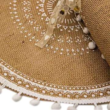 CAPASIN Placemats, Dining Winter Modern Dinner Braided Beige and Fall Circle Placemats Boho Runner Kitchen Round Table Plate Mats Set of 4 (White Ball)