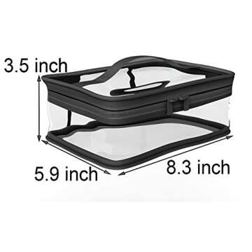 Black Transparent Cosmetic Bag Waterproof Handbag Portable Travel Work Make Up Kit Double Zipper Sto...