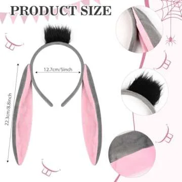 Matiniy 2Pcs Donkey Costume Set – Donkey Ears Headband and Tail for Halloween