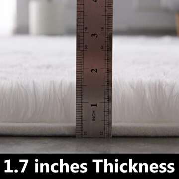 TABAYON Shag Area Rug, 4'x6' Ivory Indoor Ultra Soft Plush Rugs for Living Room, Non-Skid Modern Nur...