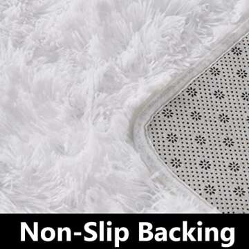 TABAYON Shag Area Rug, 4'x6' Ivory Indoor Ultra Soft Plush Rugs for Living Room, Non-Skid Modern Nursery Faux Fur Rugs for Home Decor