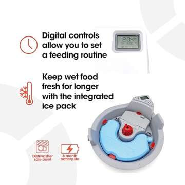 Cat Mate C300 Automatic Digital Pet Feeder for Dogs and Cats BPA and BHT Free with Ice Pack