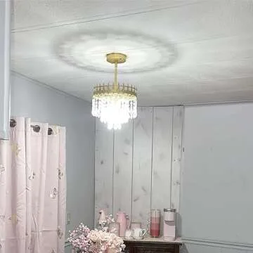 Gold Chandelier Light Fixture Crystal Chandeliers Hallway Light 10.5" Classic Crown Ceiling Light Fixture for Dining Room,Bedroom,Foyer,Hallway,Entryway,Balcony Kitchen(Adjustable Height)