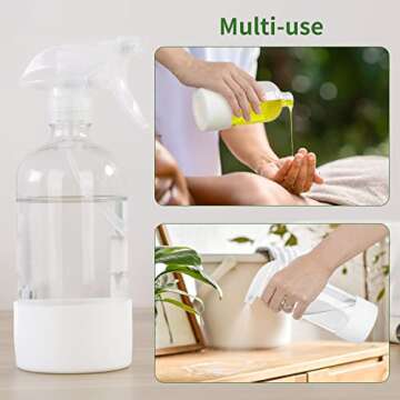 HOMBYS Empty Clear Glass Spray Bottles with Silicone Sleeve Protection - Refillable 16 oz Containers...