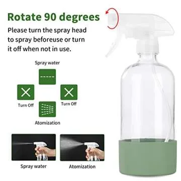 HOMBYS Empty Clear Glass Spray Bottles with Silicone Sleeve Protection - Refillable 16 oz Containers for Cleaning Solutions, Essential Oils, Misting Plants - Quality Sprayer -3 Pack