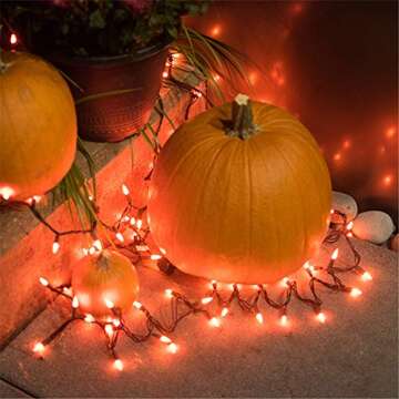 Twinkle Star Orange Halloween Lights, 33FT 150 LED Incandescent Mini String Lights for Outdoor Indoor Patio Home Party Garden Yard Halloween Decor