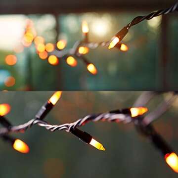 Twinkle Star Orange Halloween Lights, 33FT 150 LED Incandescent Mini String Lights for Outdoor Indoor Patio Home Party Garden Yard Halloween Decor