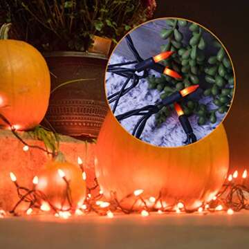 Twinkle Star Orange Halloween Lights, 33FT 150 LED Incandescent Mini String Lights for Outdoor Indoor Patio Home Party Garden Yard Halloween Decor
