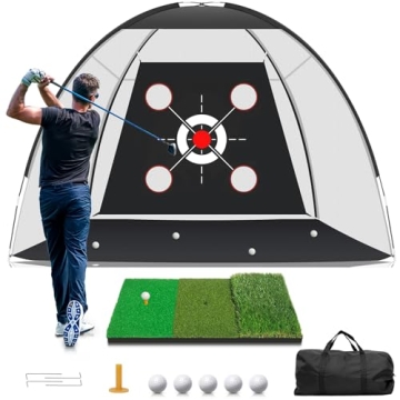 Golf Net & Mat 10x7FT - Backyard Golf Practice Aid for All Levels