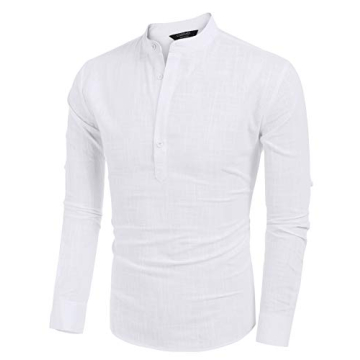 Stylish COOFANDY Men's Cotton Linen Henley Shirt for Summer