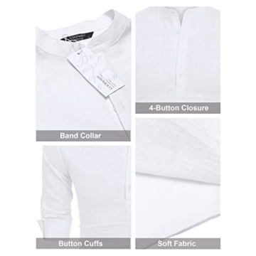 Stylish COOFANDY Men's Cotton Linen Henley Shirt for Summer