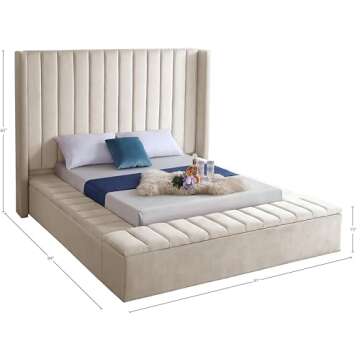 Meridian Velvet Queen Bed with Storage and Elegance
