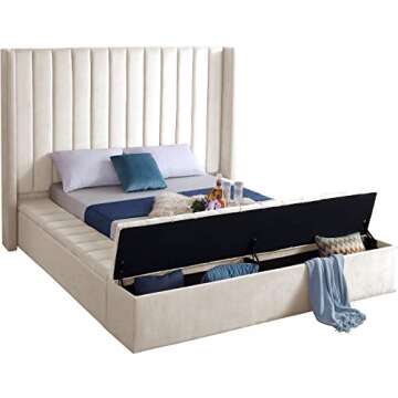 Meridian Velvet Queen Bed with Storage and Elegance
