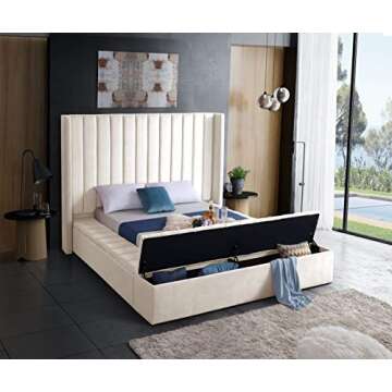 Meridian Velvet Queen Bed with Storage and Elegance