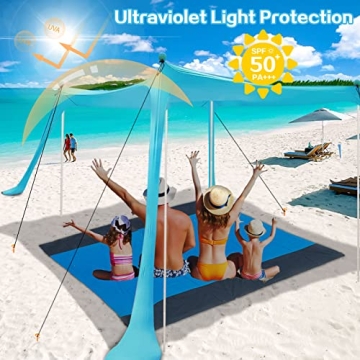 BRONOM Beach Tent 11X11 FT with Blanket for Shade