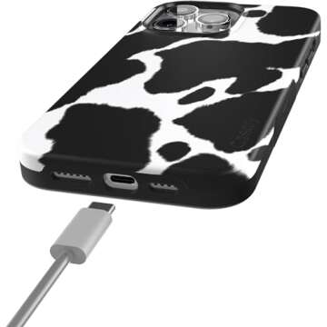 Casely iPhone 15 Pro Max Case | Current Mood | Cow Print | Bold Case | Compatible with MagSafe and Action Button