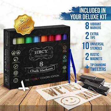 A Frame Chalkboard with Chalk Markers by HBCY Creations: 40x20 Solid Wood A-Frame Sign Gray Double-Sided Magentic Menu Board, Deluxe Set Includes 8 Chalk Markers, 10 Stencils, 2 Magnets