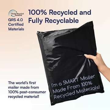 SMART 10x13 Recycled Poly Mailers - 100 Pack of Black Eco-Friendly Packaging Mailing Bags | Recyclab...