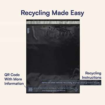 SMART 10x13 Recycled Poly Mailers - 100 Pack of Black Eco-Friendly Packaging Mailing Bags | Recyclable & Sustainable, Cute & Stylish Small Business Supplies | 2.5 Mil Thick - 100 Pack